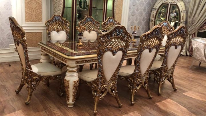 2016 Nouveau Design Baroque Style Laiton Et Bois Massif concernant Salle A Manger Italienne