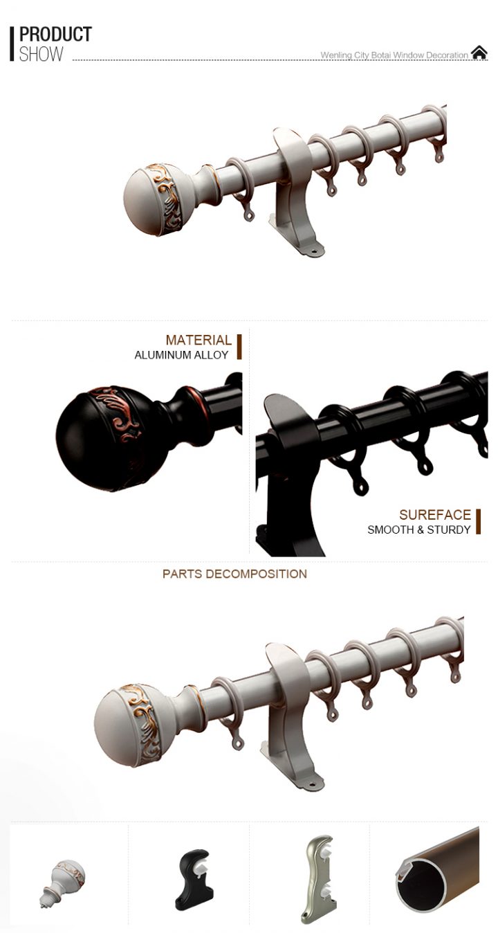 25Mm/28Mm/30Mm Couleur Or Coulissante Fenêtre Tringle À tout Tringle Rideau 3M