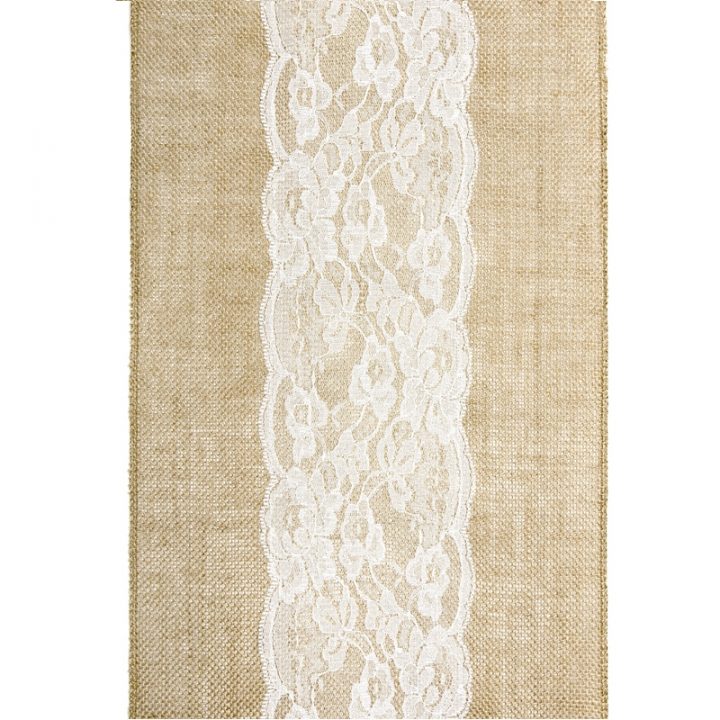 2M 75 Chemin De Table Jute Et Dentelle Centrale destiné Chemin De Table Etoile