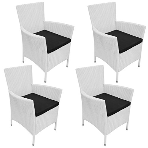 4 Chaises De Salle À Manger De Jardin En Polyrotin Blanc Crème encequiconcerne Salle A Manger De Jardin