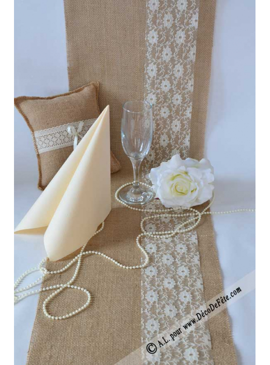 5M Chemin De Table Toile De Jute Nature avec Chemin De Table Etoile