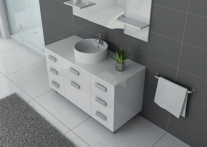 meuble salle de bain 120 cm simple vasque sur pied
