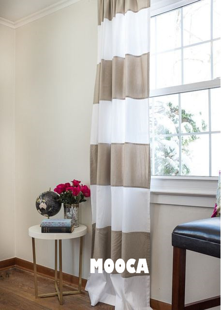 Aliexpress: Acheter 100% Coton Taupe Et Blanc Bande encequiconcerne Rideau Horizontal