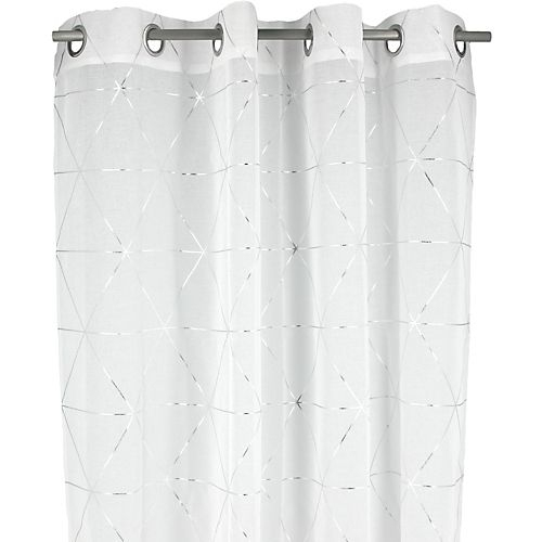 Alinéa – Voilage À Œillets 140X250Cm Blanc Et Argent destiné Rideaux Alinea