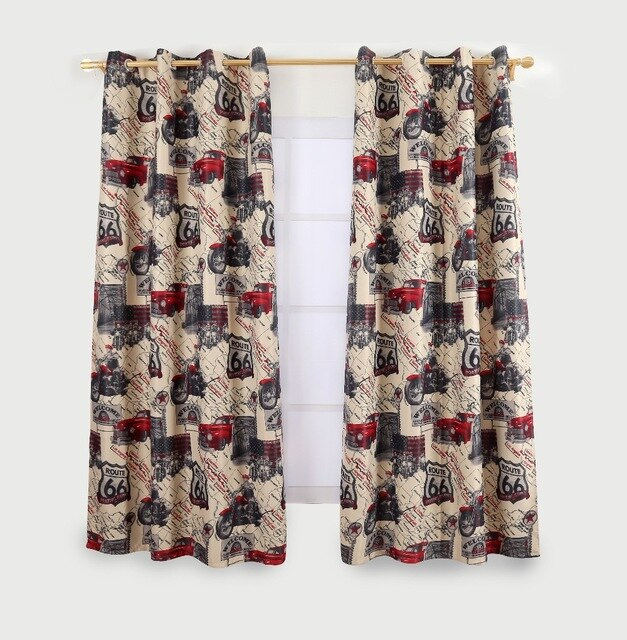 Américain Rideaux Carte Motif Moto Impression Tissu concernant Rideaux Americain