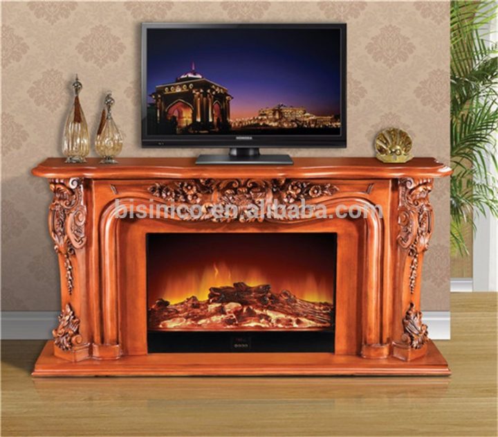 Antique Cheminée En Bois Meuble Tv Décoratif Électrique serapportantà Cheminée Electrique Decorative