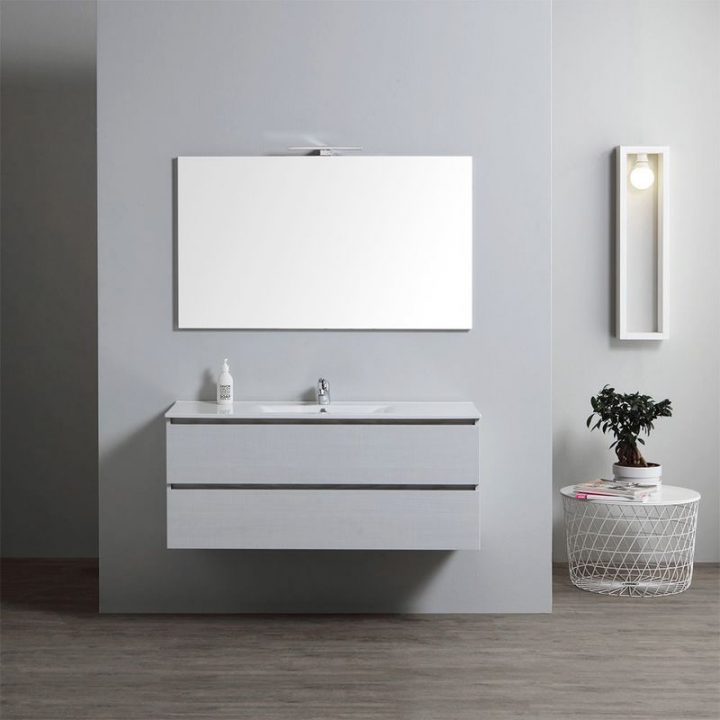 Armoire De Toilette Avec Lavabo Intégré 120 Cm Avec Miroir intérieur Lavabo Toilette Integre
