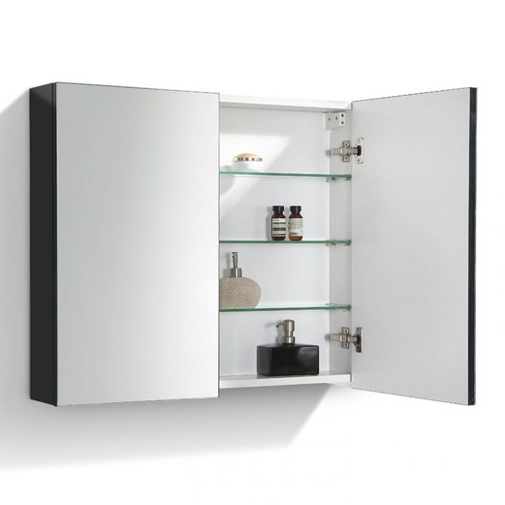 Armoire De Toilette Bloc-Miroir Siena Largeur 80 Cm, Noir dedans Largeur Toilette Armoire De Toilette Bloc-Miroir Siena Largeur 80 Cm, Noir dedans Largeur Toilette