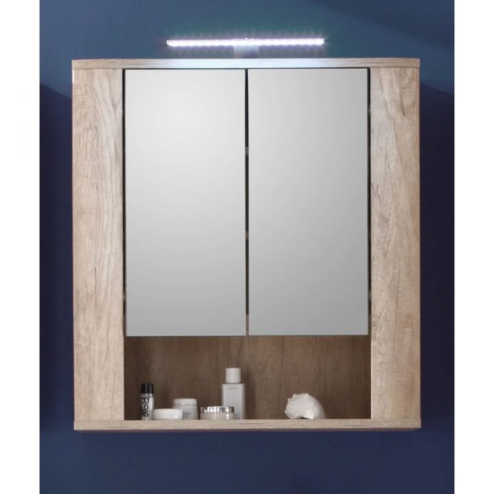 Armoire De Toilette Contemporaine Avec Éclairage Chêne pour Armoire De Toilette Miroir Avec Eclairage