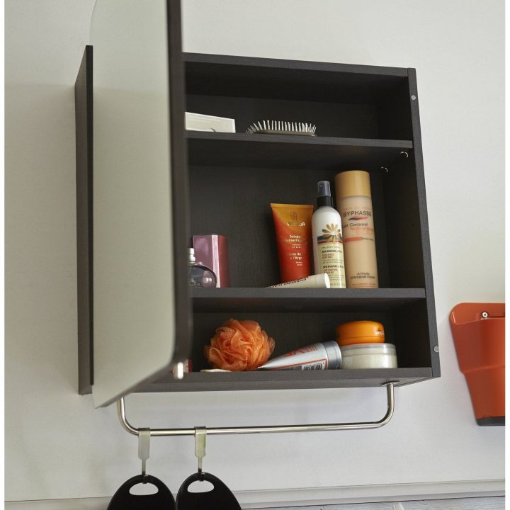 Armoire De Toilette L. 56.2 Cm, Noir Fairway | Leroy Merlin dedans Toilettes Leroy Merlin