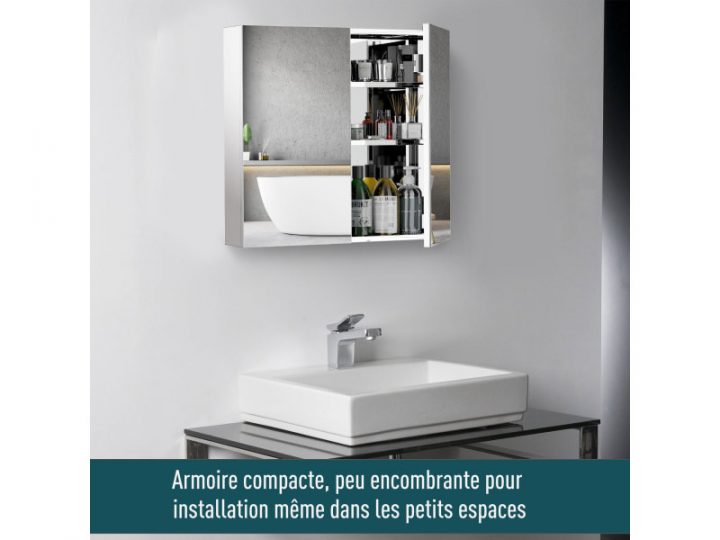 Armoire Miroir Rangement Toilette Salle De Bain Meuble concernant Meuble Mural Toilette