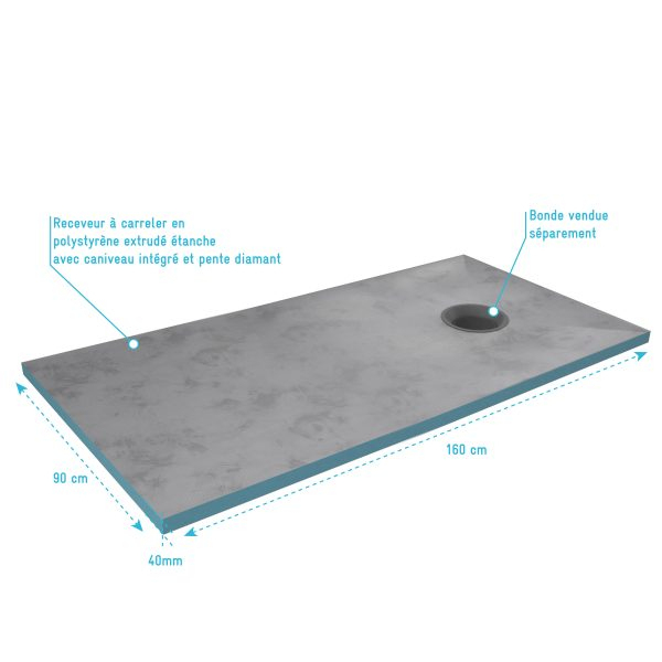 Bac Receveur De Douche À Carreler 160X90Cm Recoupable Sur à Bac À Douche À Carreler