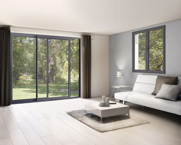 Baie Vitrée Coulissante En Aluminium Gris H. 215 Cm X L intérieur Rideaux Fenetre 3 Vantaux Baie Vitrée Coulissante En Aluminium Gris H. 215 Cm X L intérieur Rideaux Fenetre 3 Vantaux