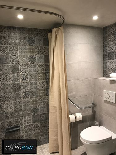 Barre De Rideau De Douche D'Angle Galbobain Sur-Mesure serapportantà Rideau De Douche Sur Mesure