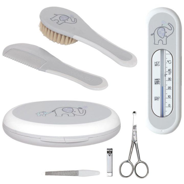 Bébé-Jou® Kit Toilette Bébé Thermomètre De Bain Ollie Gris pour Kit De Toilette Bébé
