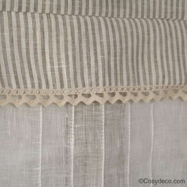 Brise-Bise Rayures Couleur Lin Deux Largeurs Aux Choix encequiconcerne Rideaux Campagne Chic