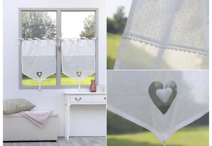 Brise Bise Romantique Blanc Moncoeur 45X70 Cm Amadeus Am encequiconcerne Rideaux Amadeus