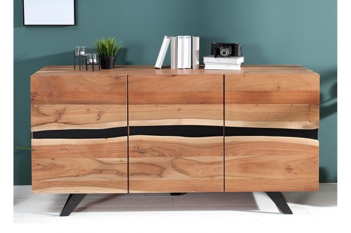 Buffet Bois Massif Et Métal 150 Cm / Acacia Pour Salle À à Ikea Buffet Salle A Manger