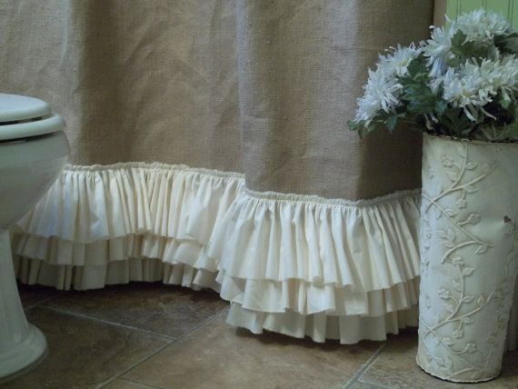 Burlap Shower Curtain Shabby Chic Burlap & By serapportantà Rideaux Shabby Chic