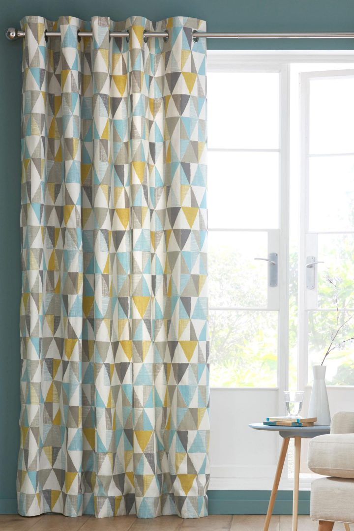 Buy Textured Geo Print Eyelet Curtains From The Next Uk avec Rideaux Colorés