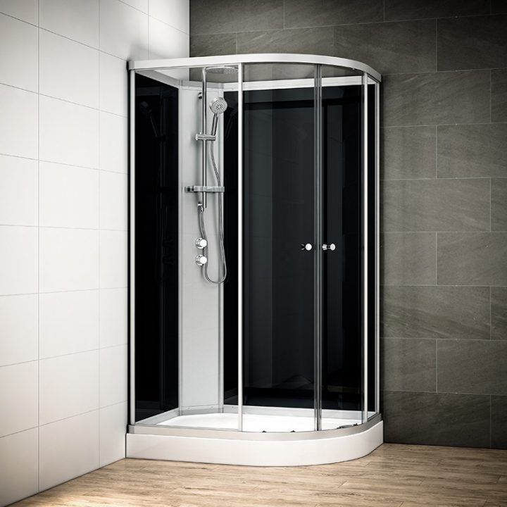 Cabine De Douche D'Angle 120 Cm Silver 120 Noir Asymétrique dedans Cabine De Douche 120 90