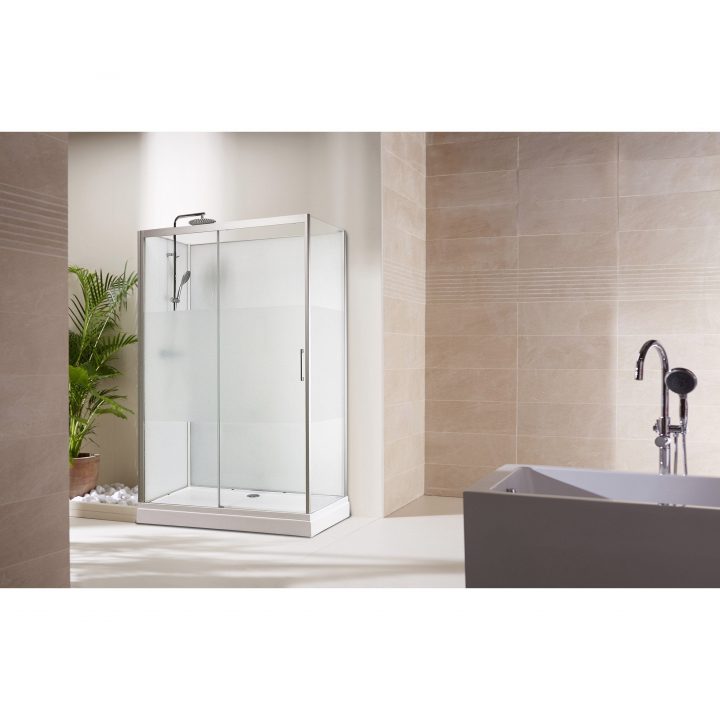 Cabine De Douche L.90 X L.120 Cm Gris / Argent, Verre destiné Cabine De Douche 120 90