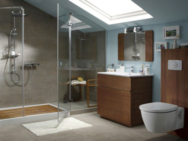 Carrelage-Gris-Dans-Douche-A-L-Italienne-Sous-Comble tout Sol De Douche En Bois Carrelage-Gris-Dans-Douche-A-L-Italienne-Sous-Comble tout Sol De Douche En Bois