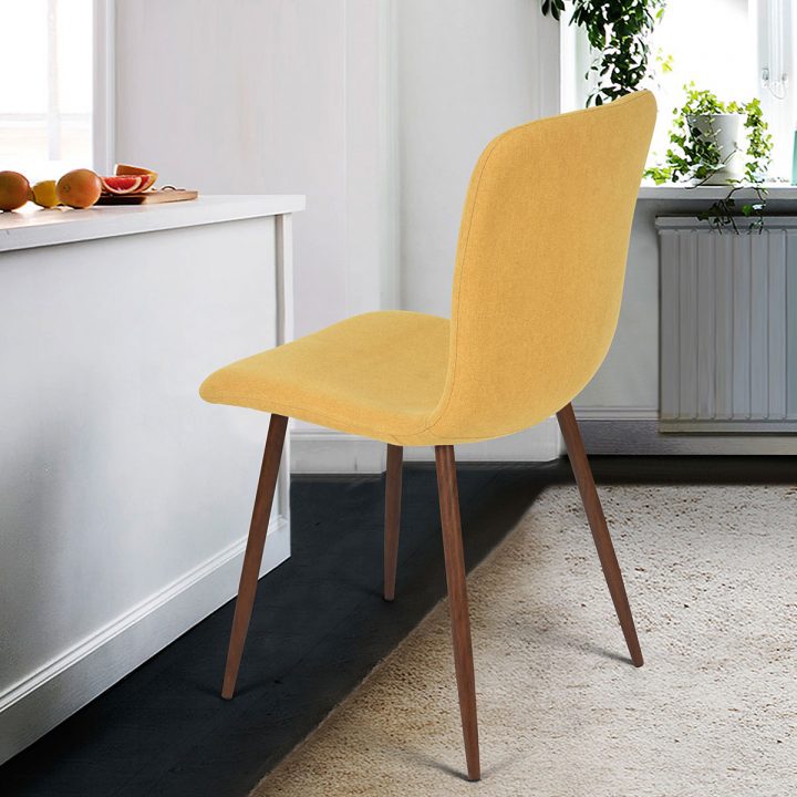 Chaise De Salle À Manger Design En Tissu Jaune (Lot De 4 encequiconcerne Chaises De Salle À Manger Design