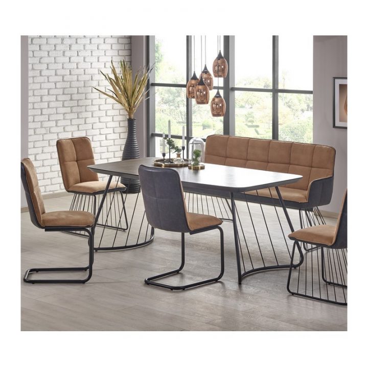 Chaise Industrielle Métal Et Éco-Cuir Marron Pour Votre destiné Salle À Manger Industrielle