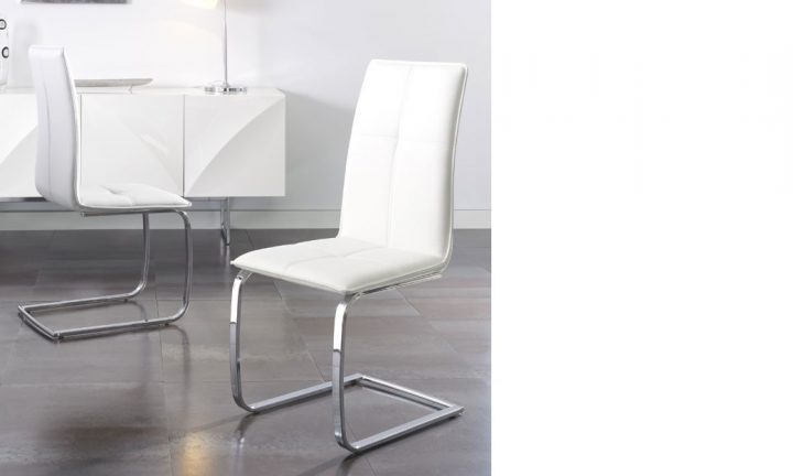 Chaise Salle A Manger Blanche En Pu Et Acier Design tout Chaise De Salle A Manger Blanche
