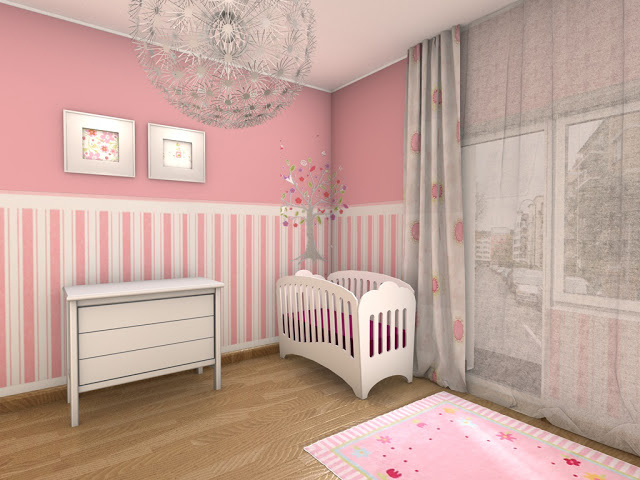 Chambre Bébé Fille En Gris Et Rose – 27 Belles Idées À serapportantà Rideau Gris Et Rose