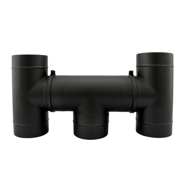 Chapeau Anti-Intempéries Simple Paroi Noir / Anthracite avec Chapeau De Cheminée Inox