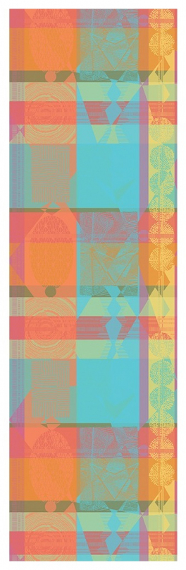 Chemin De Table 55X180 Cm 100% Coton, Bleu/Vert/Orange tout Chemin De Table Jaune
