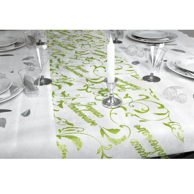 Chemin De Table Anniversaire Vert (X1) Ref/Cht00V destiné Chemin De Table Joyeux Anniversaire
