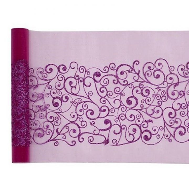 Chemin De Table Arabesque Fuchsia Pailleté Déco Mariage destiné Chemin De Table Pailleté