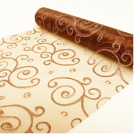 Chemin De Table Arabesque Pailleté Marron (X1) Ref/Org400 tout Chemin De Table Pailleté