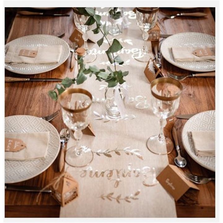 Chemin De Table "Baptême" Lin encequiconcerne Chemin De Table Lin Mariage