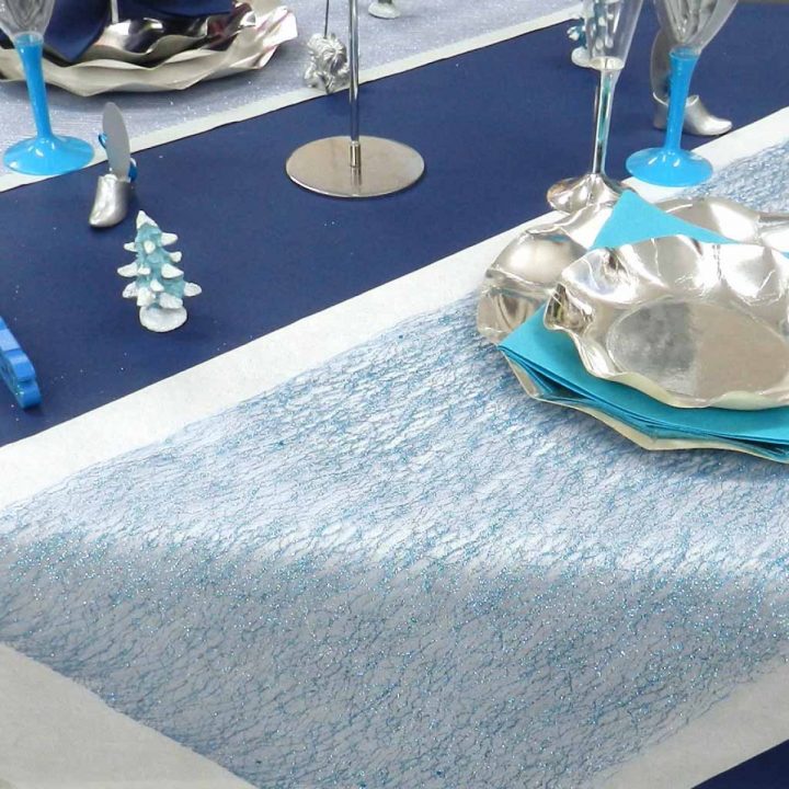 Chemin De Table Brillant/Glitter Bleu, Achat/Vente Déco destiné Chemin De Table Bleu Clair