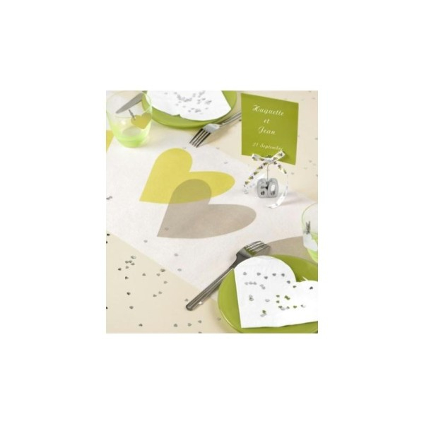 Chemin De Table Coeur Vert Anis Coeur Gris Intissé Blanc 5 concernant Chemin De Table Vert Anis