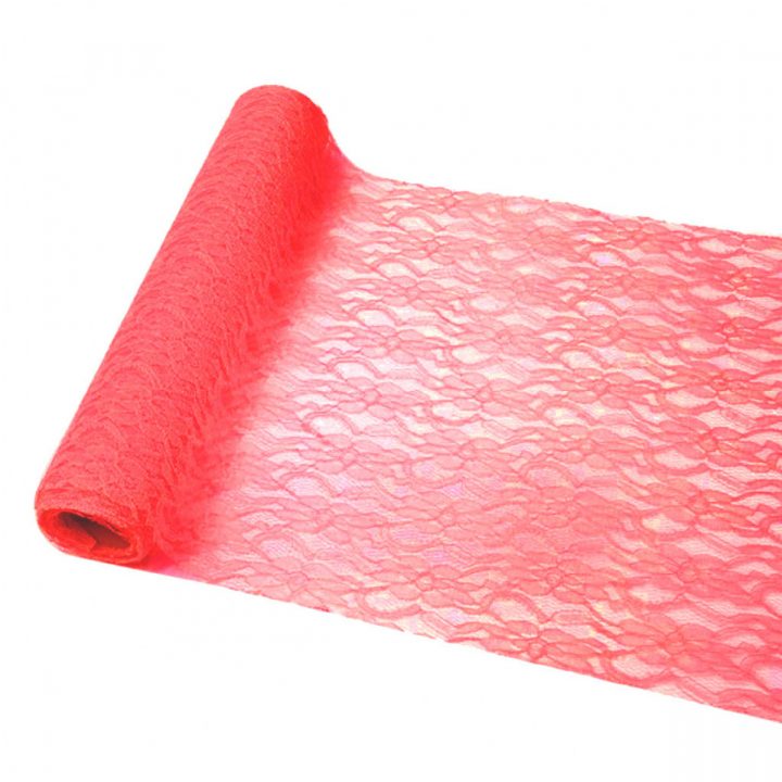 Chemin De Table Dentelle Rouge 5M tout Chemin De Table Intissé Rouge
