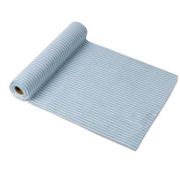 Chemin De Table En Lin Blanc Rayé Bleu Ciel 28 Cm X 5 M. serapportantà Chemin De Table Chouette