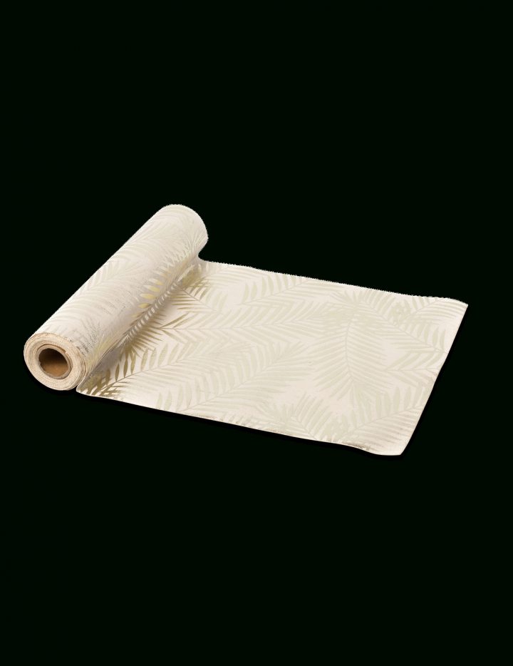 Chemin De Table En Lin Palmier Doré 5 M, Décoration concernant Chemin De Table Doré