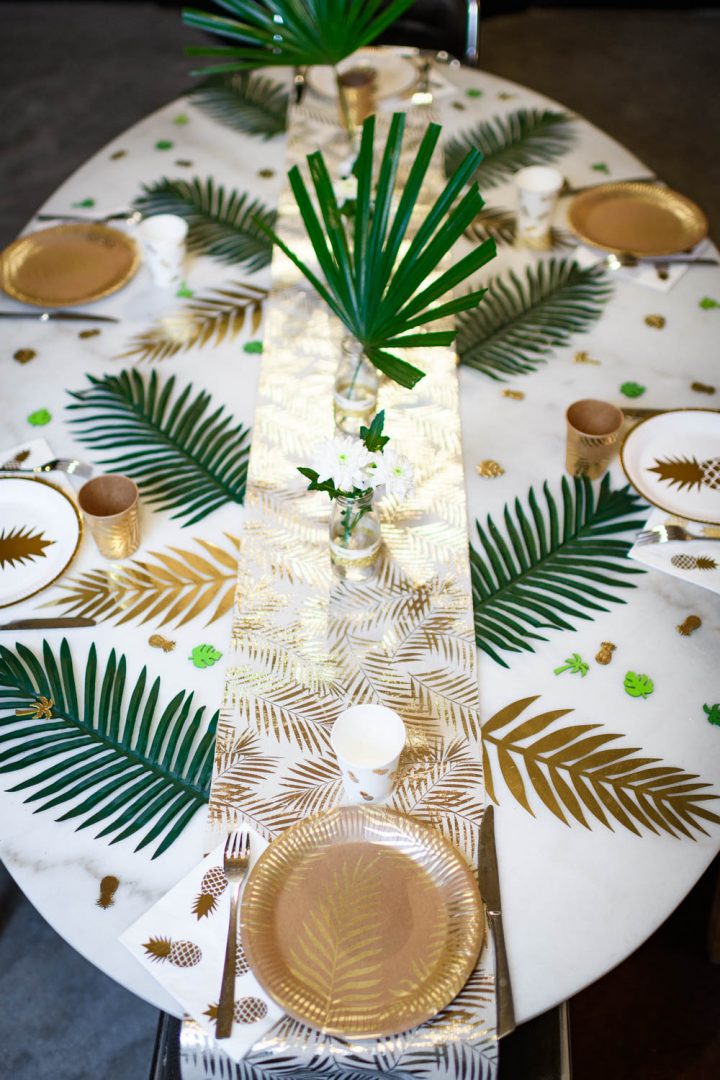 Chemin De Table En Lin Palmier Doré 5 M, Décoration pour Chemin De Table Etoile