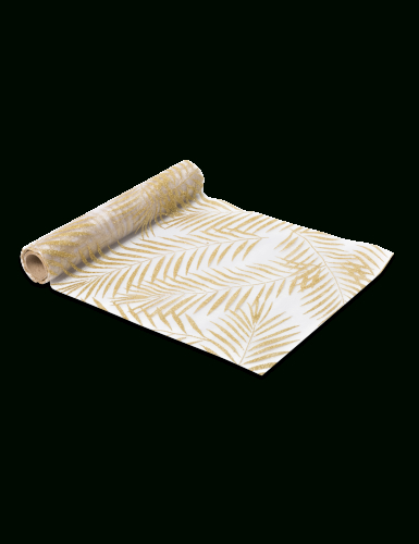 Chemin De Table En Organza Palmier Pailleté Doré 5 M tout Chemin De Table Doré