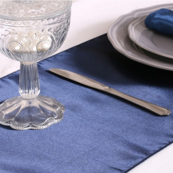 Chemin De Table En Satin Bleu Marine 36Cm, Decoration avec Chemin De Table Bleu Canard