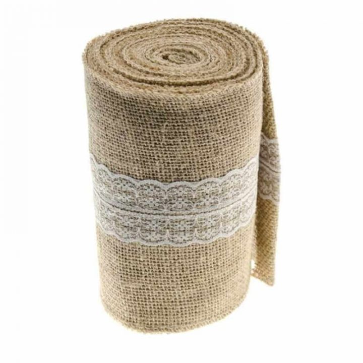 Chemin De Table En Toile De Jute Avec Dentelle – Jour De encequiconcerne Chemin De Table Toile De Jute 10M