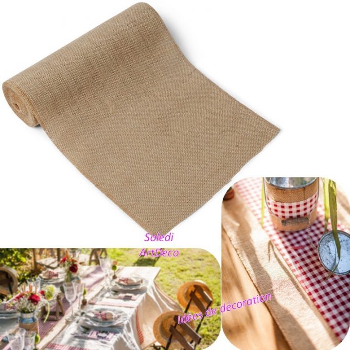 Chemin De Table En Toile De Jute Naturelle, Largeur 28Cm X à Chemin De Table Toile De Jute 10M
