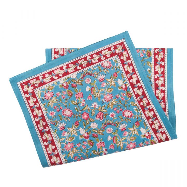 Chemin De Table Fleur De La Passion Bleu Turquoise dedans Chemin De Table Fleur