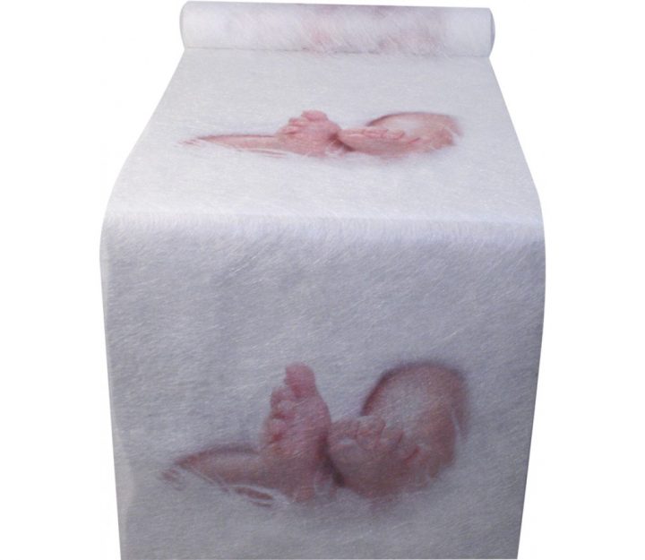 Chemin De Table Intissé – Motif Bébé – 0.28X5M – Le Rouleau encequiconcerne Chemin De Table Bapteme