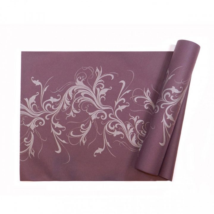 Chemin De Table Intissé Prune-Argent 10M destiné Chemin De Table Violet